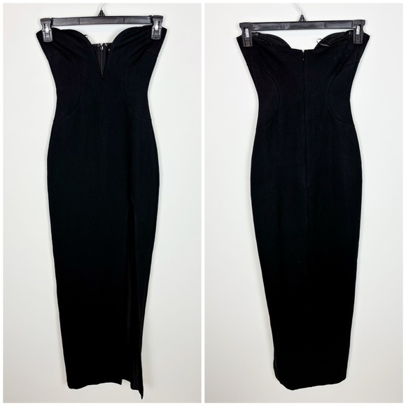 NICHOLAS Tena Deep V Sweetheart Strapless Gown in Black Size 0 - Picture 2 of 14